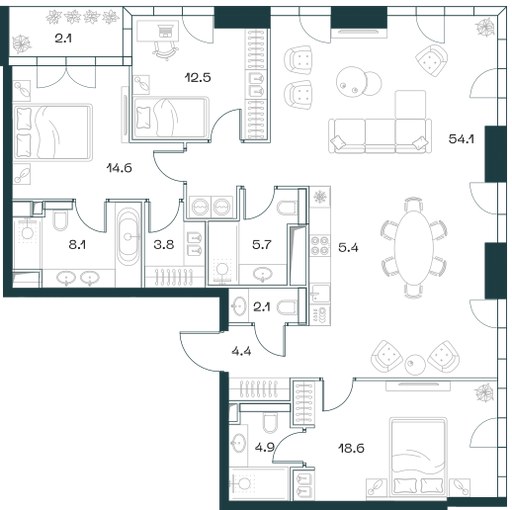 Планировка 137.6 м²