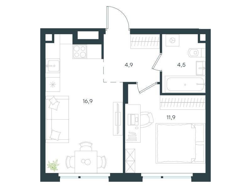 Планировка 38.2 м²