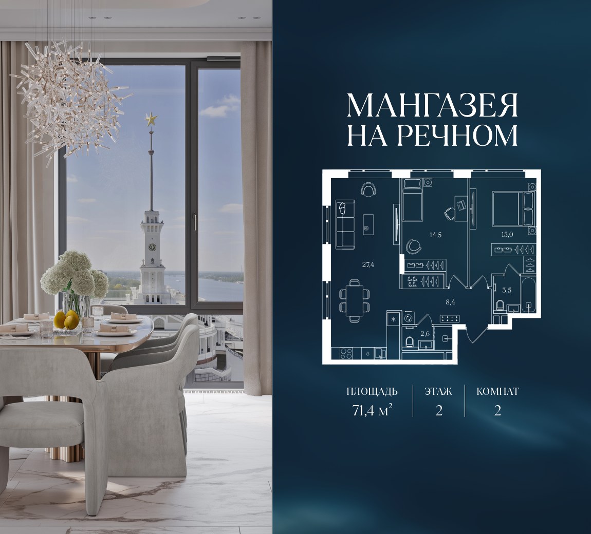 Планировка 71.4 м²