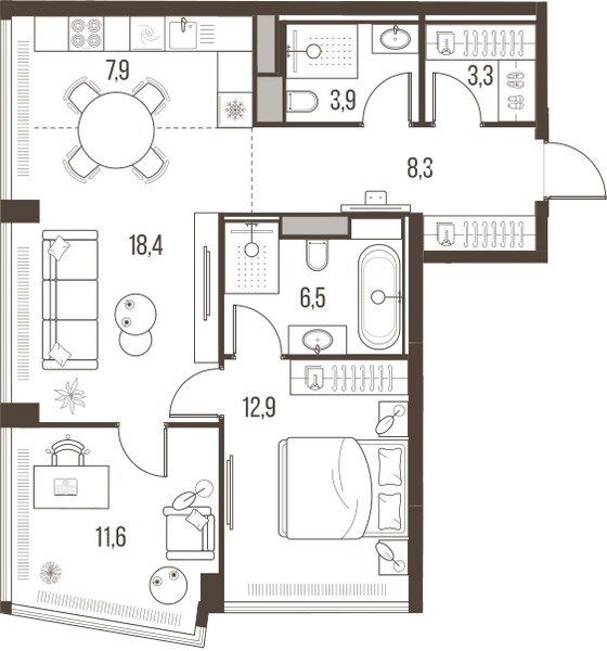 Планировка 72.8 м²