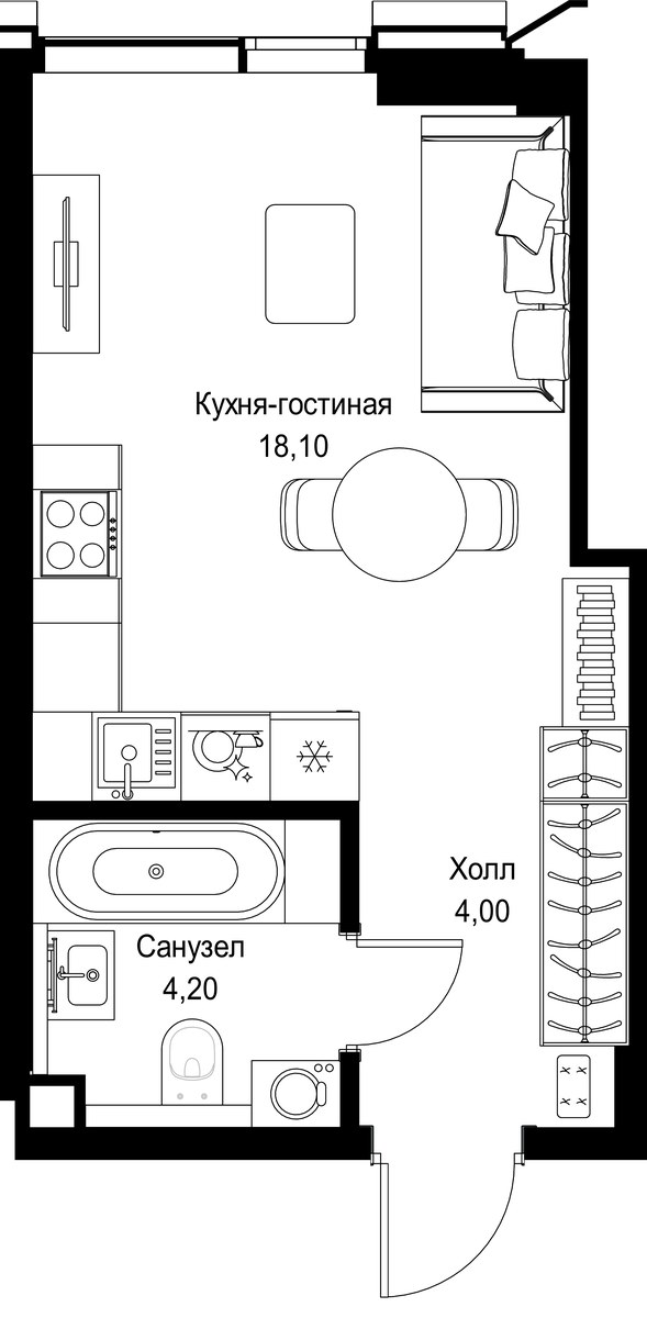 Планировка 26.3 м²
