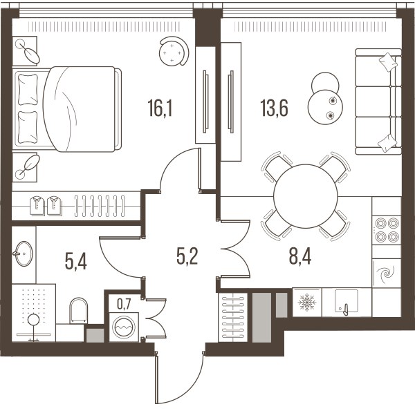 Планировка 49.4 м²