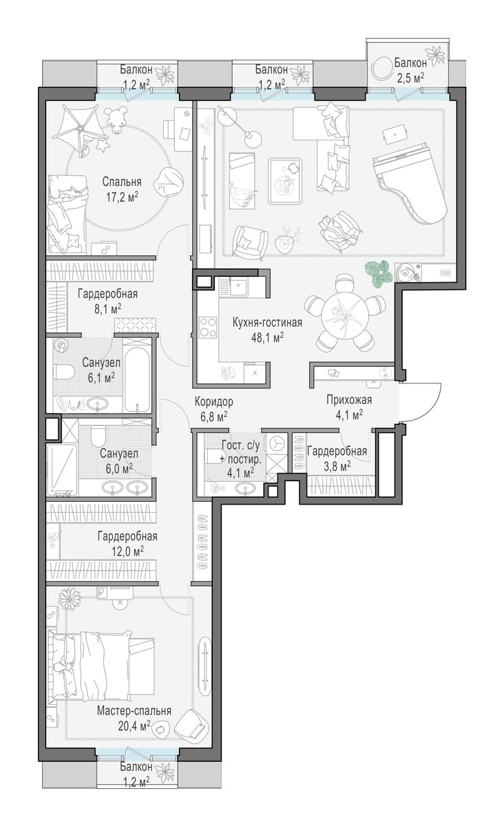 Планировка 138.5 м²