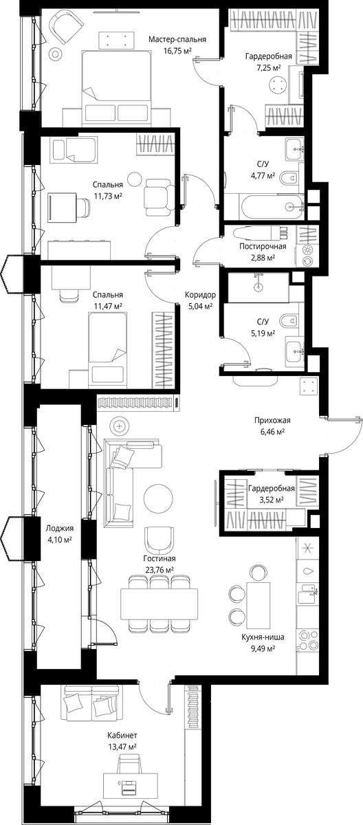 Планировка 125.88 м²