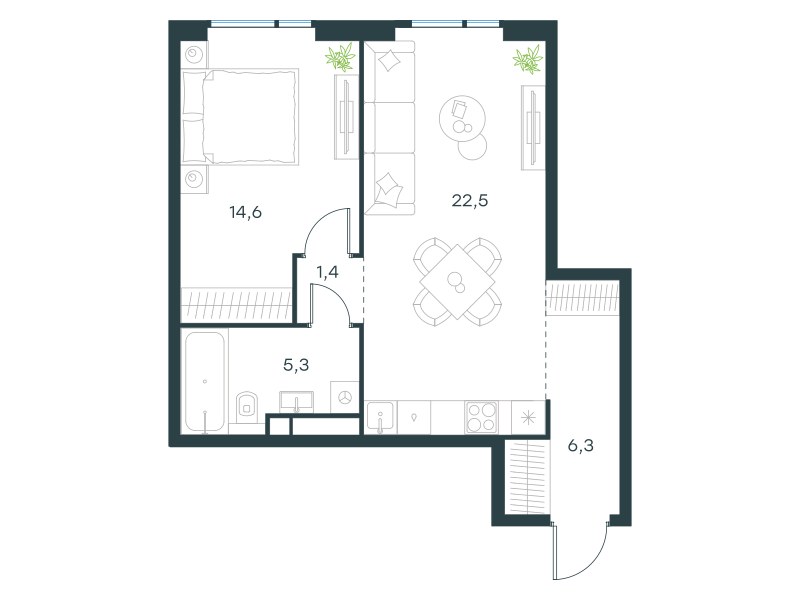Планировка 50.1 м²