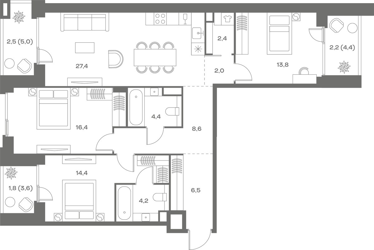 Планировка 106.6 м²