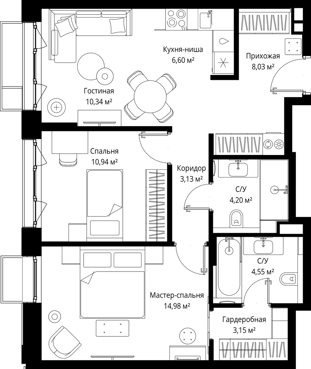 Планировка 65.92 м²