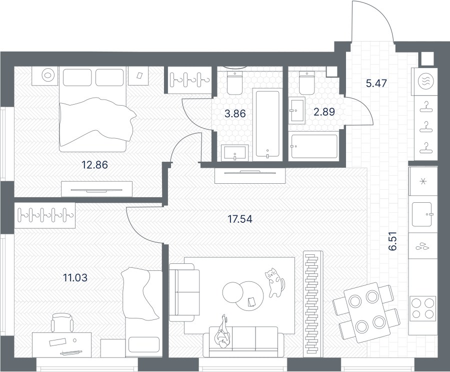 Планировка 60.16 м²