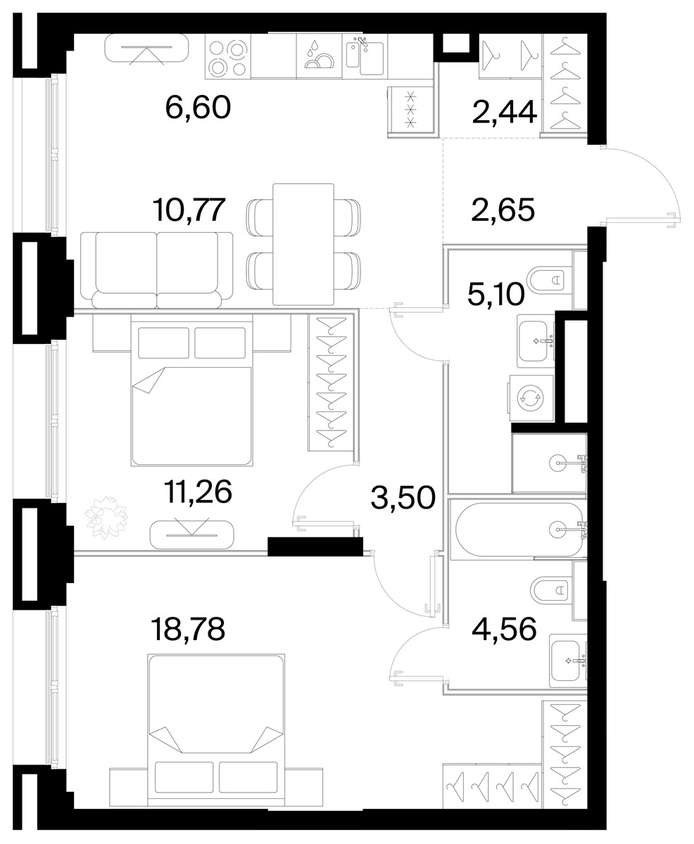 Планировка 65.66 м²