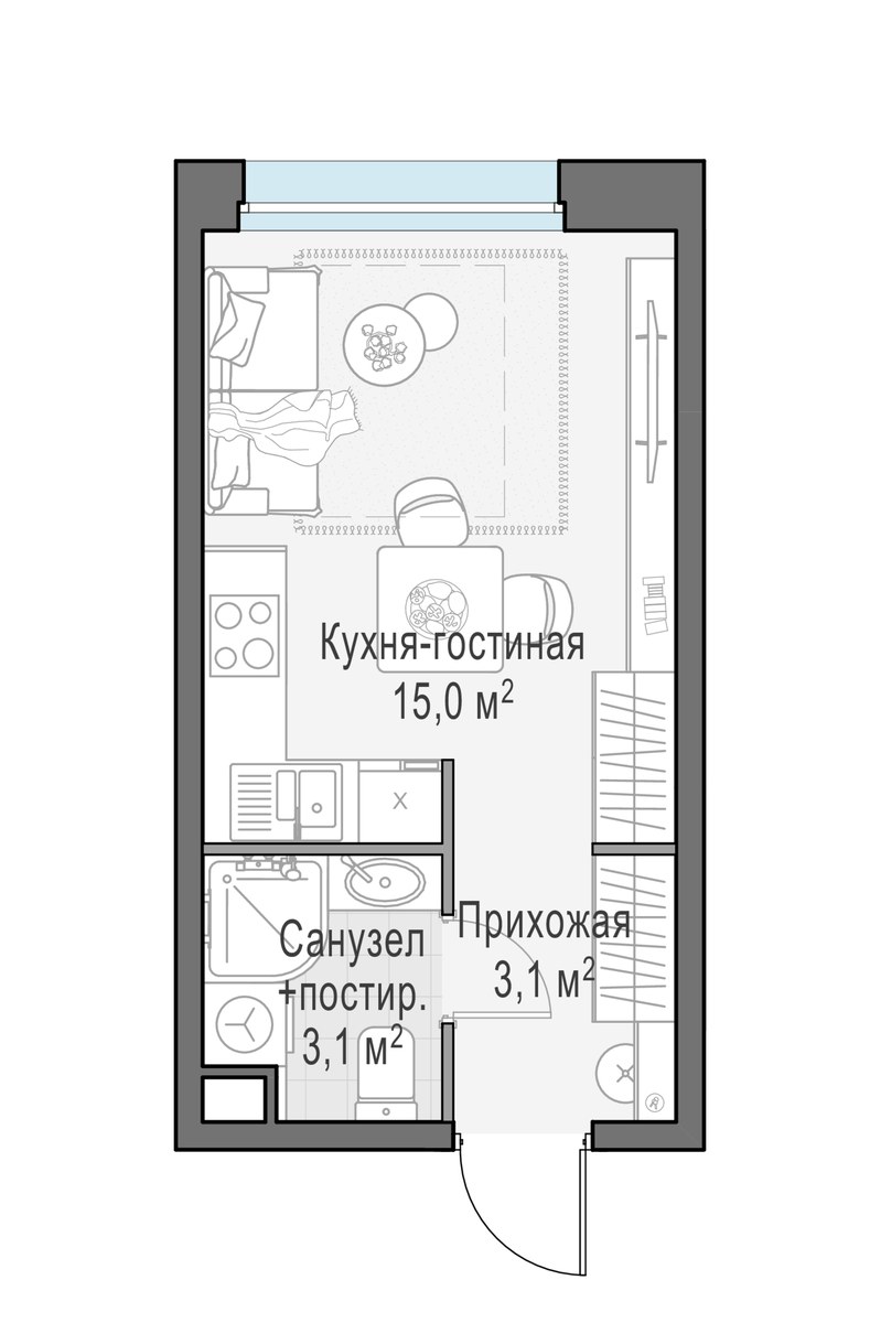 Планировка 21.1 м²