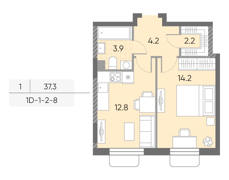 Планировка 37.3 м²