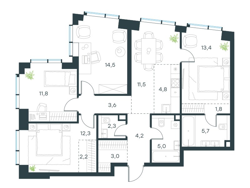 Планировка 96.1 м²