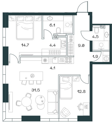 Планировка 88.3 м²