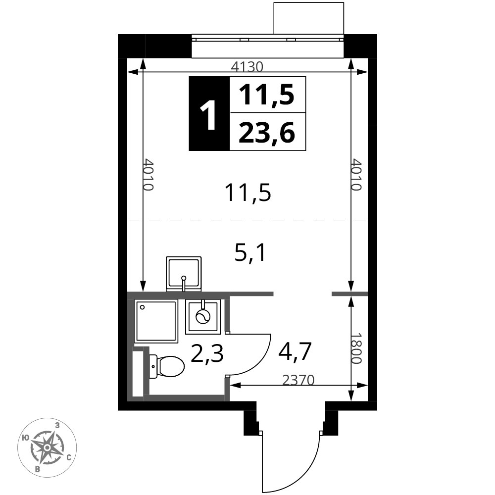 Планировка 23.6 м²