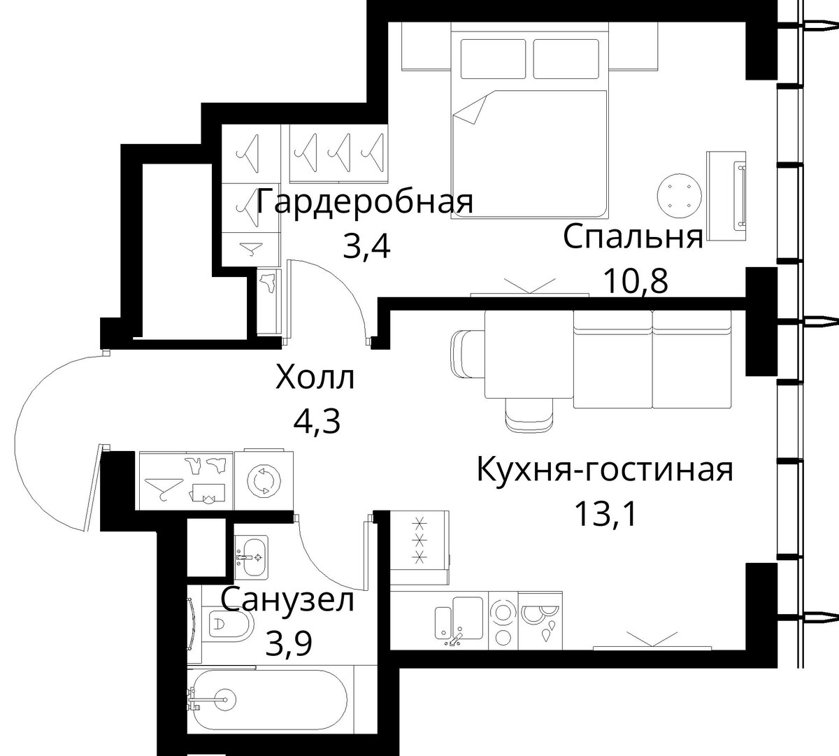 Планировка 35.5 м²