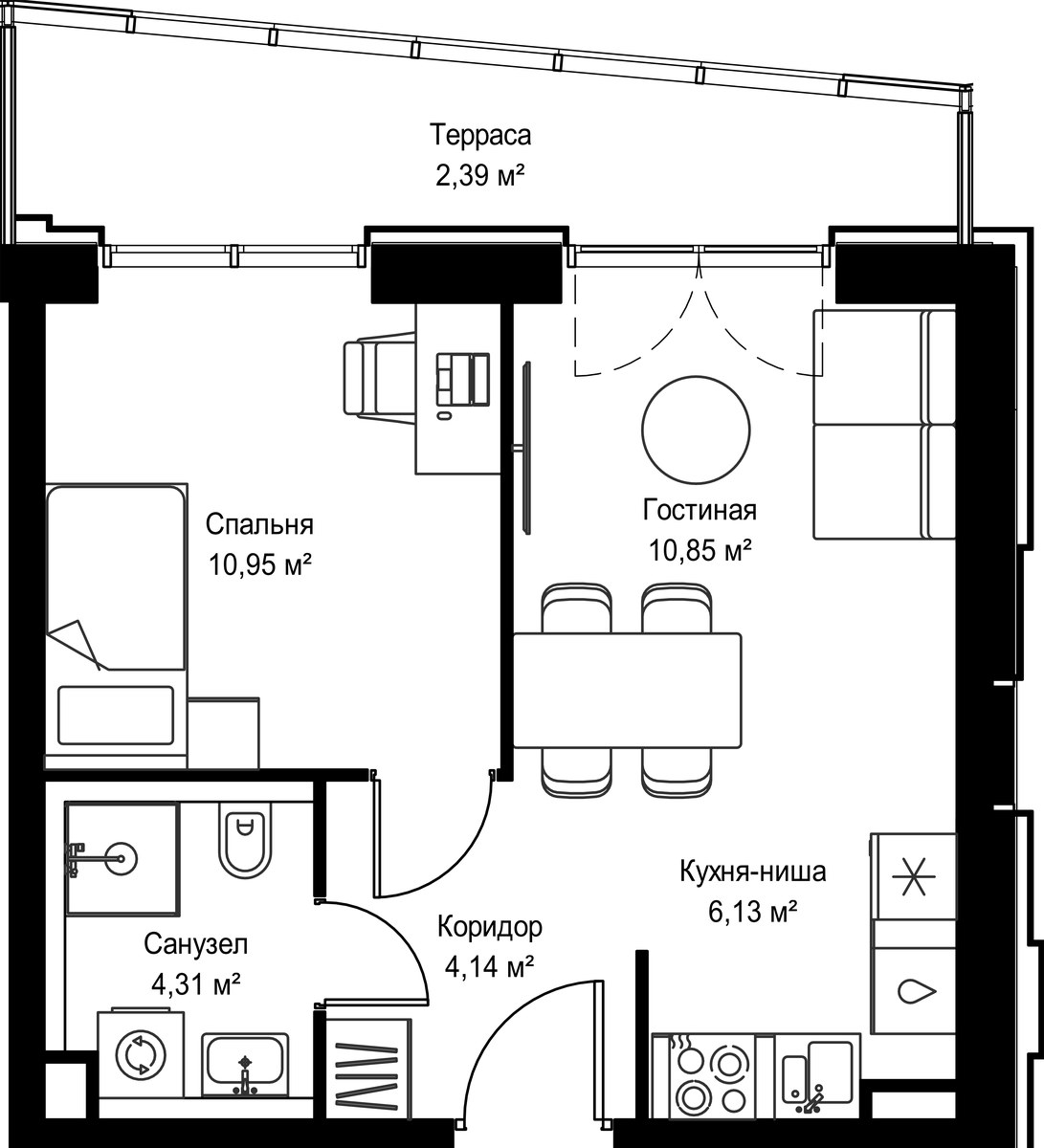 Планировка 38.77 м²