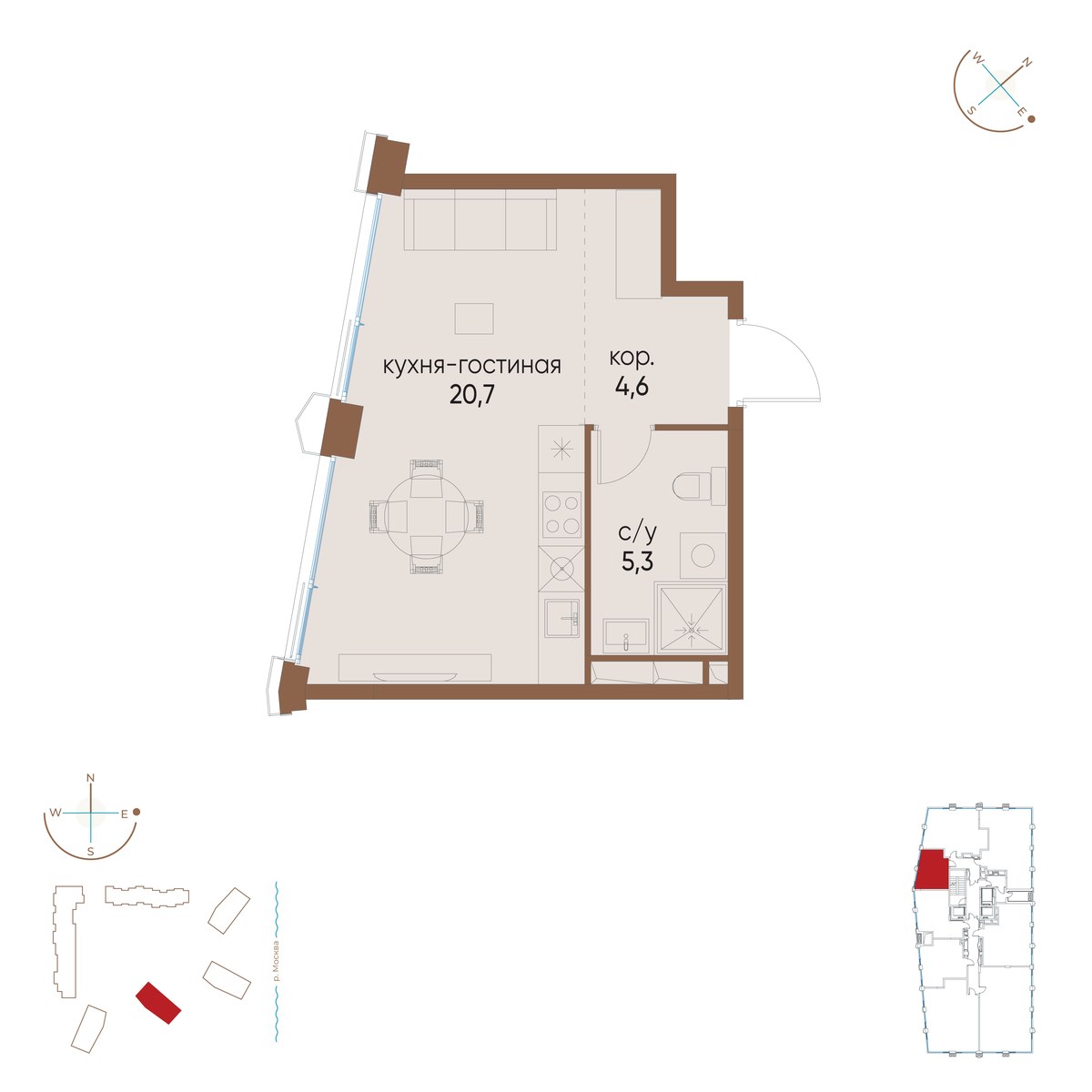 Планировка 30.6 м²