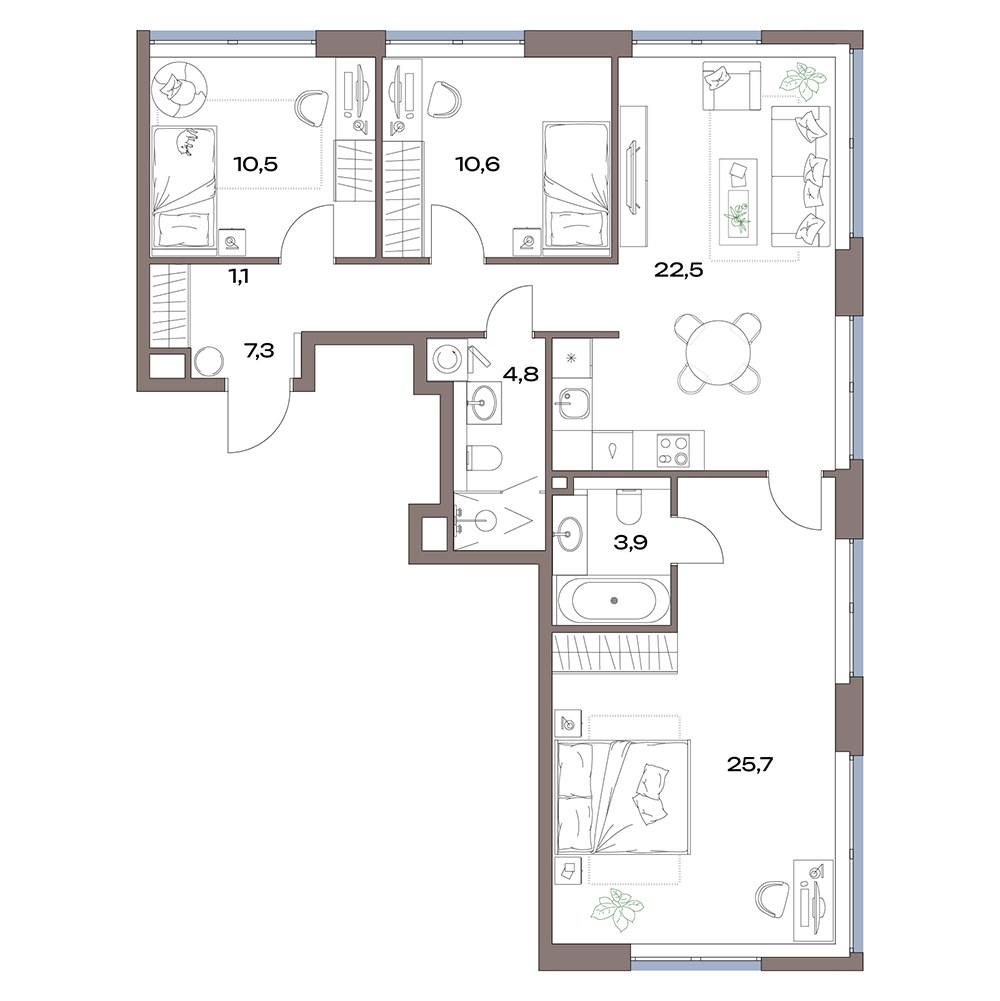 Планировка 86.4 м²