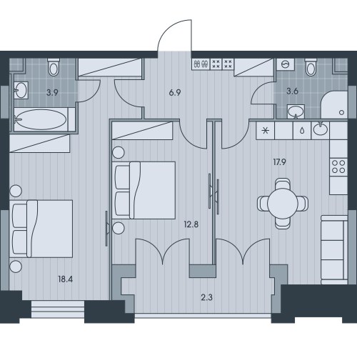 Планировка 65.9 м²