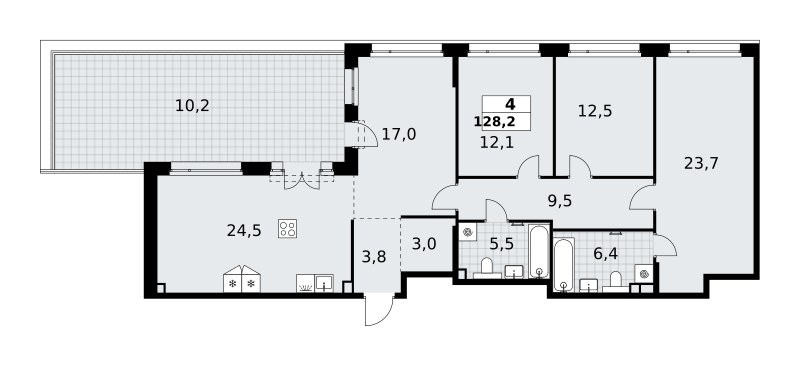 Планировка 128.2 м²