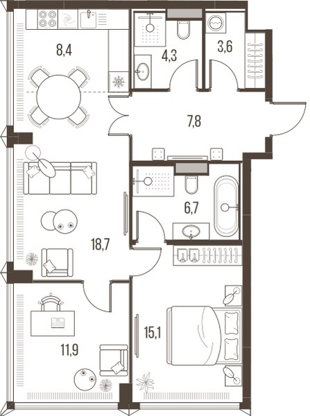 Планировка 76.5 м²