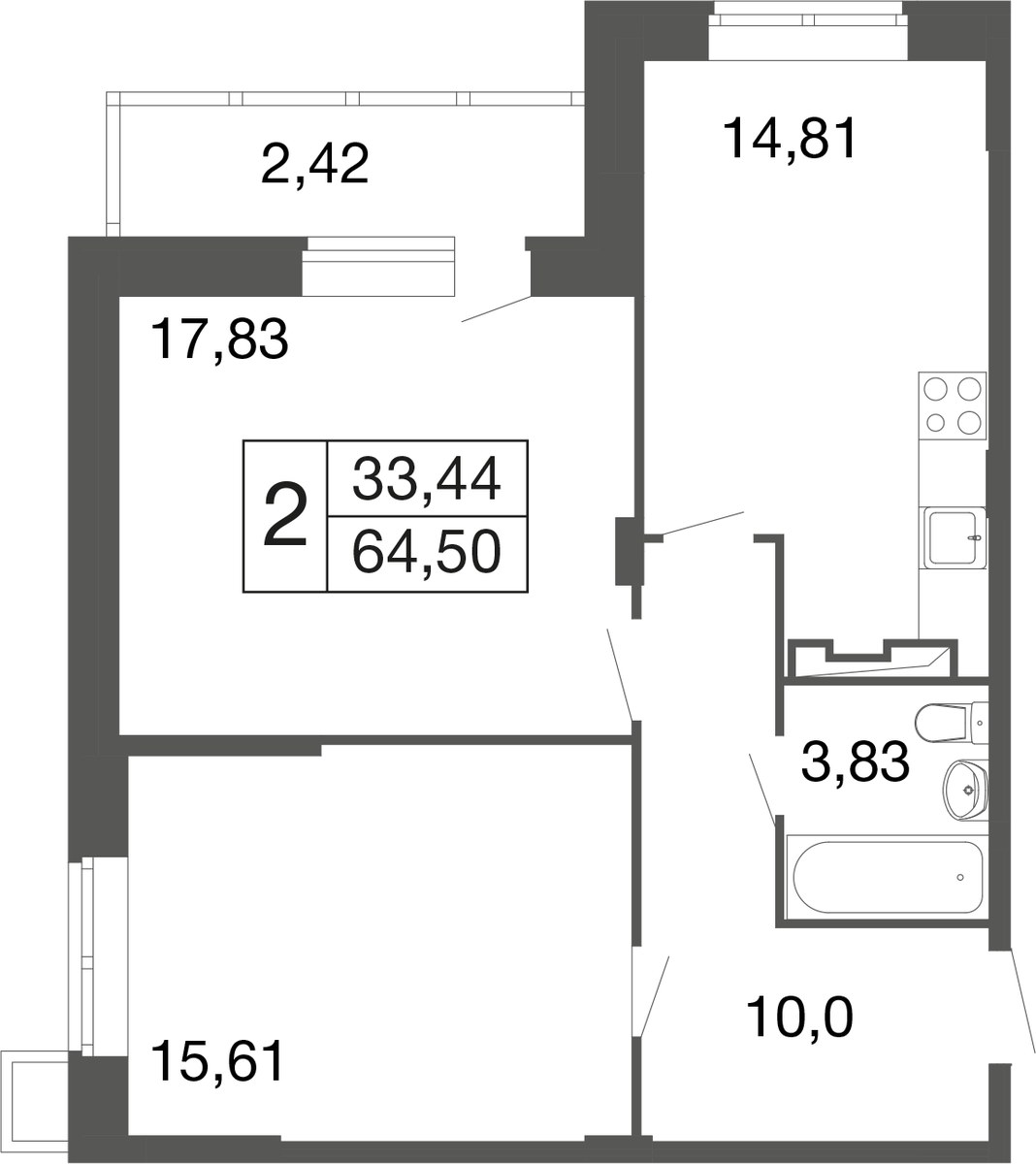 Планировка 62.0 м²
