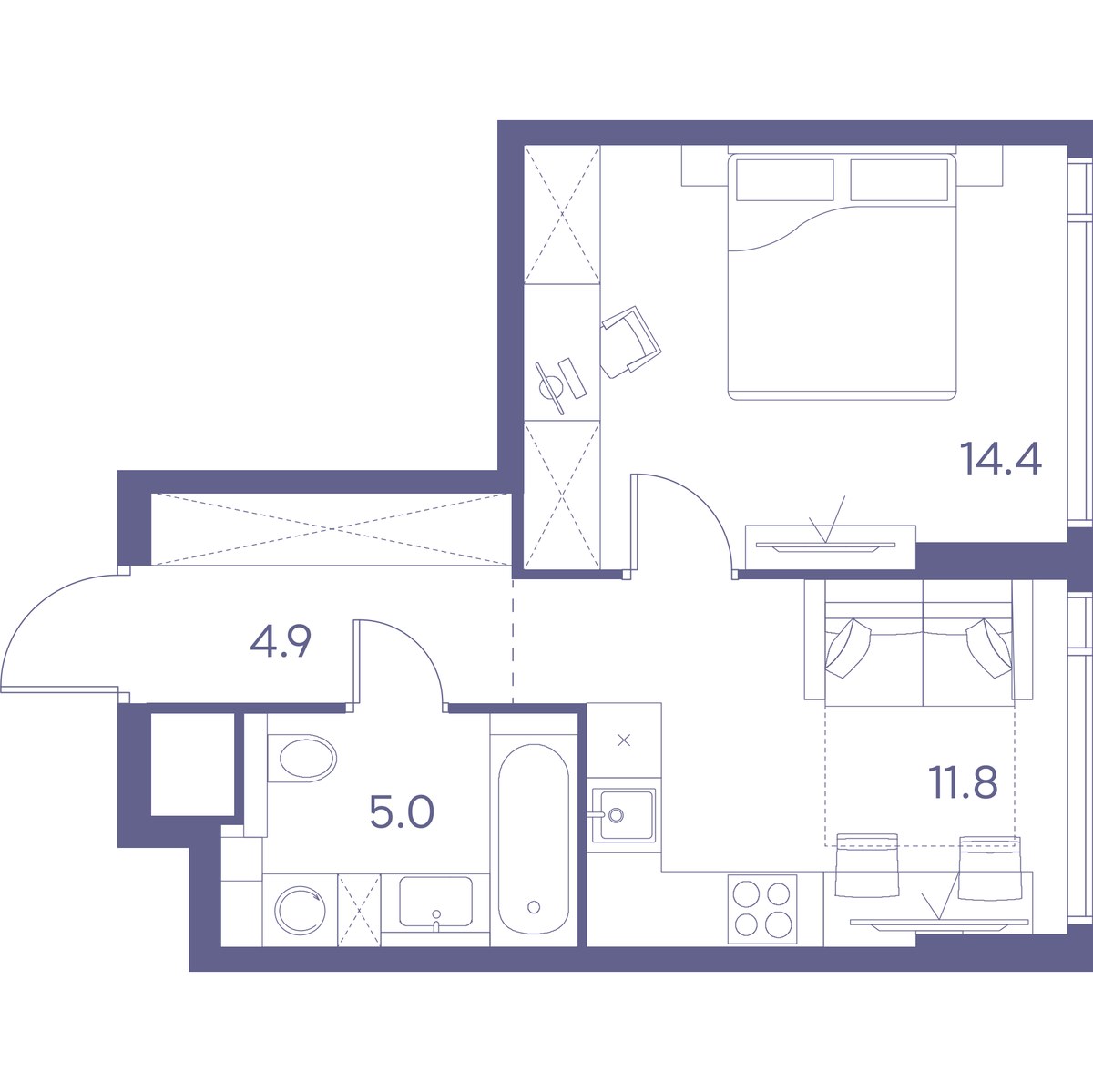 Планировка 36.1 м²