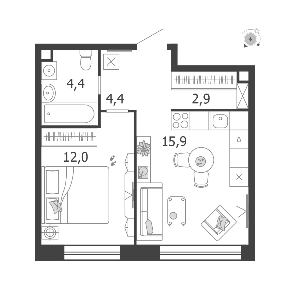 Планировка 39.6 м²