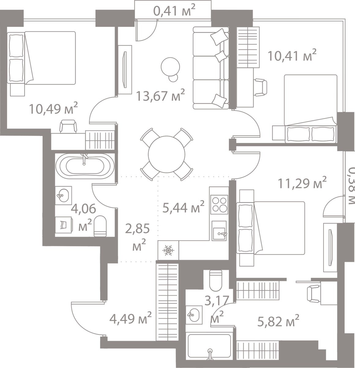 Планировка 72.61 м²