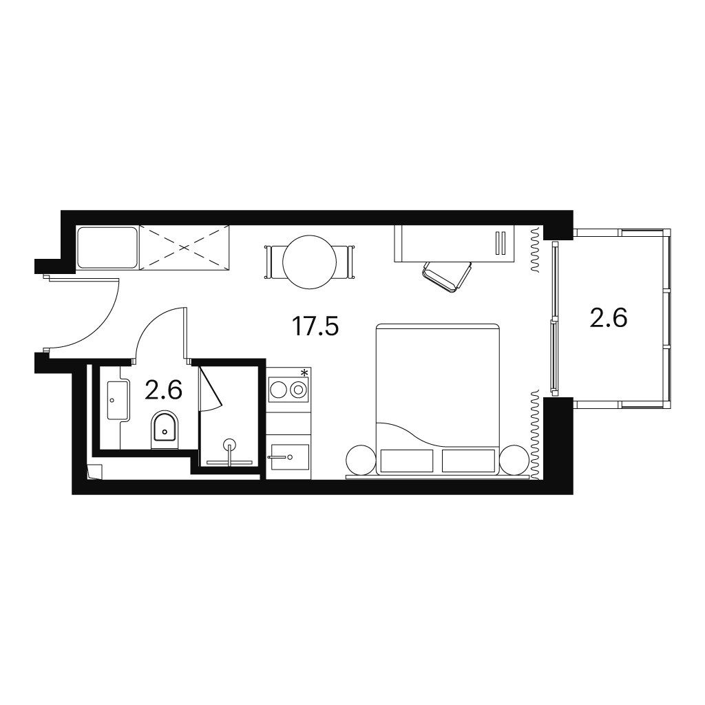 Планировка 22.7 м²