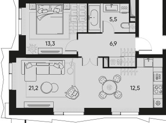 Планировка 59.4 м²