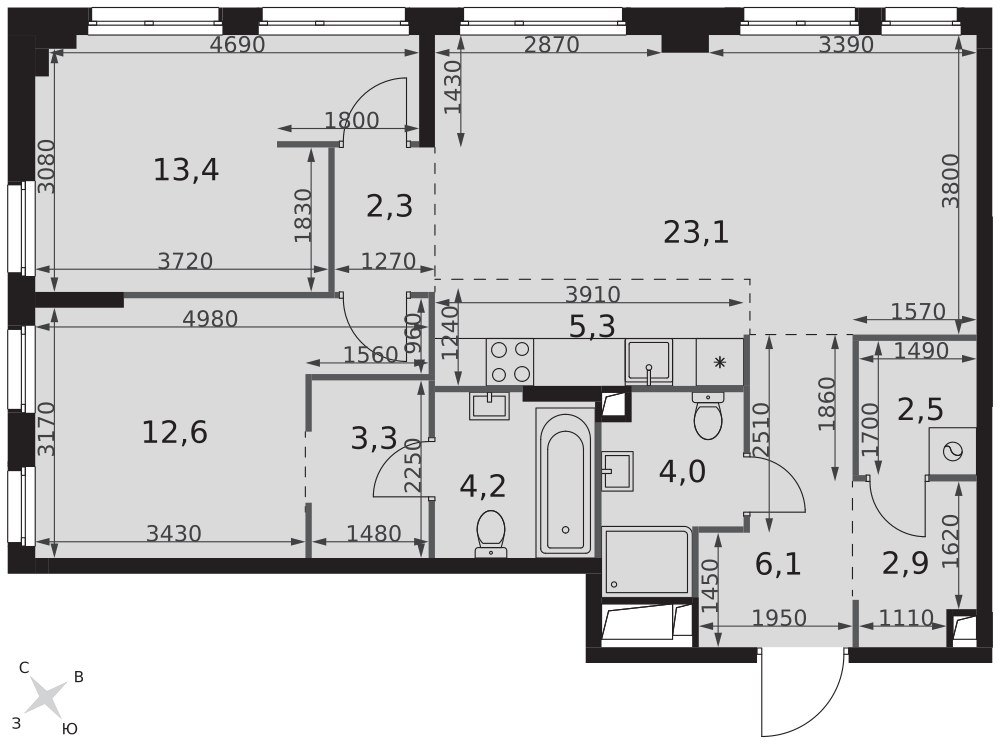 Планировка 79.7 м²