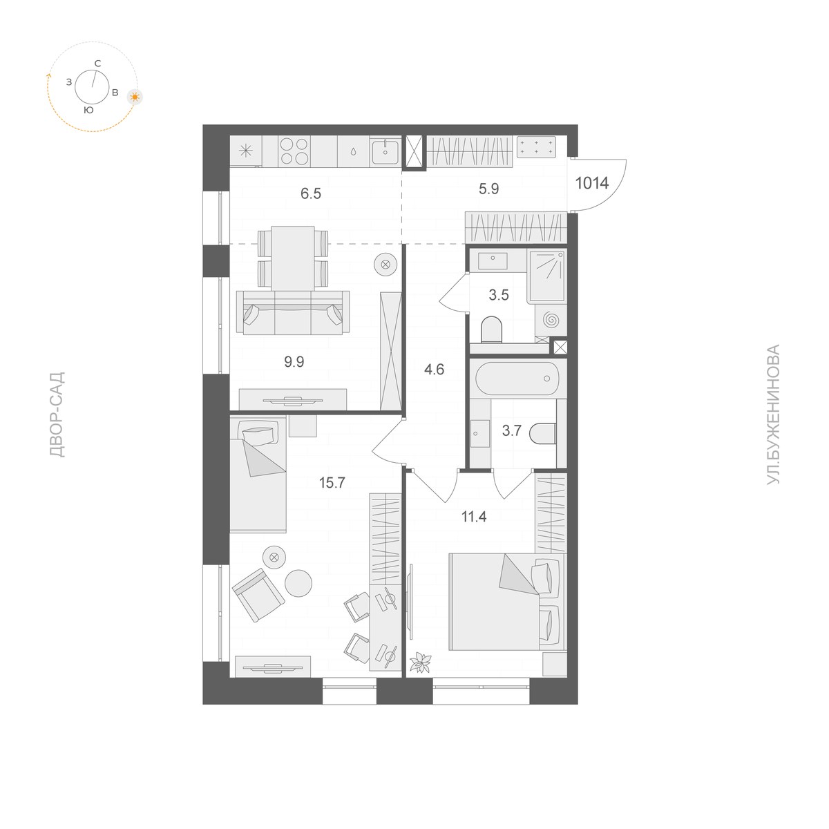 Планировка 61.2 м²