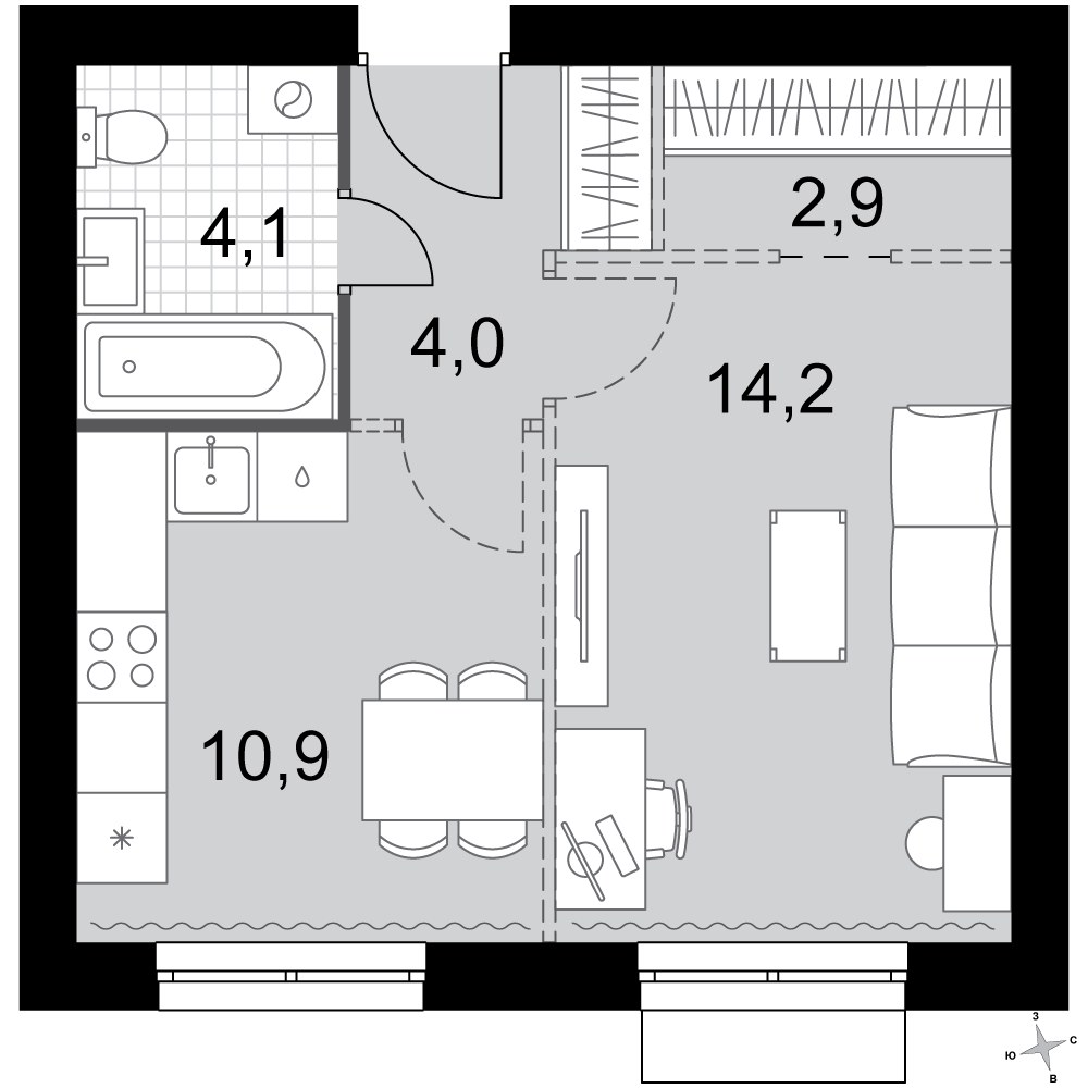 Планировка 36.1 м²