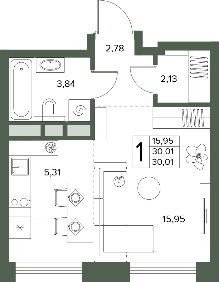 Планировка 30.01 м²
