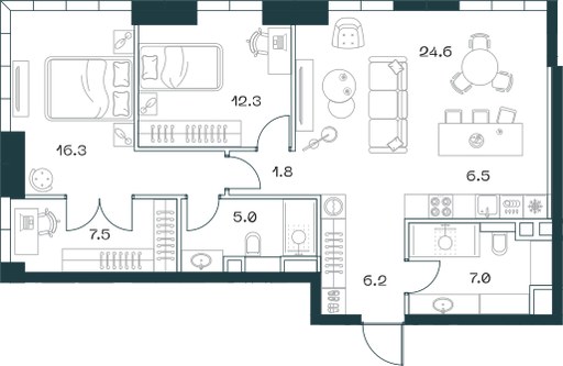 Планировка 87.5 м²
