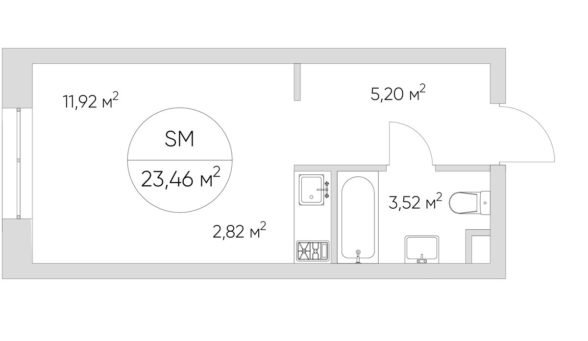 Планировка: 1-комнатная, 23.4 м²