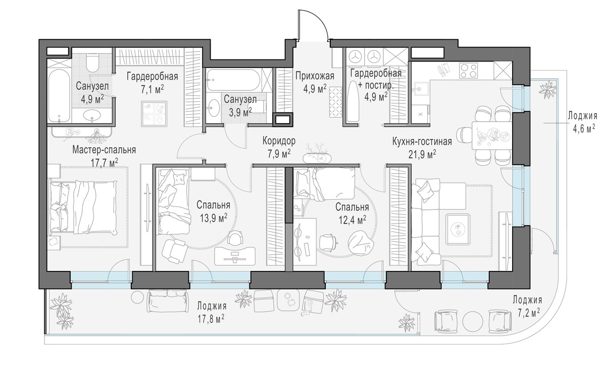 Планировка 115.3 м²