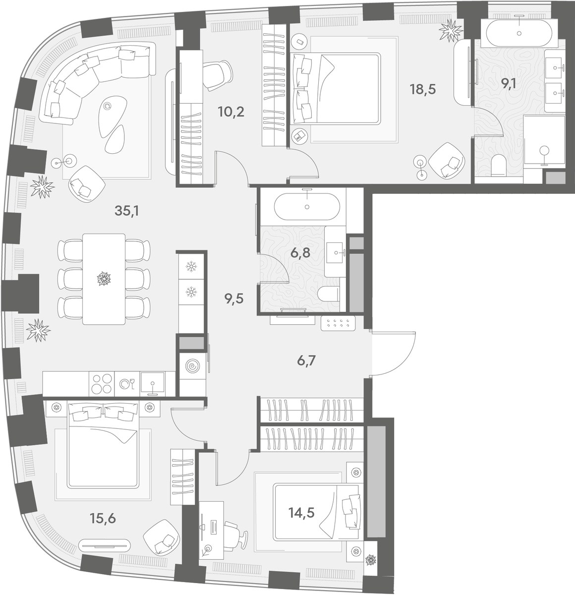 Планировка 125.91 м²