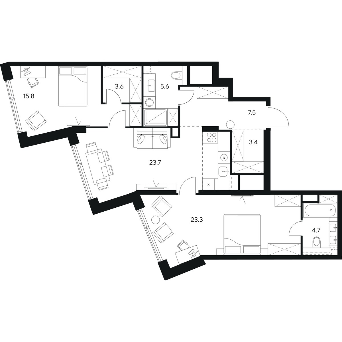 Планировка 87.6 м²