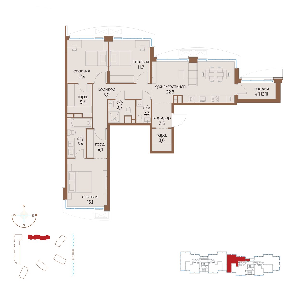 Планировка 98.3 м²