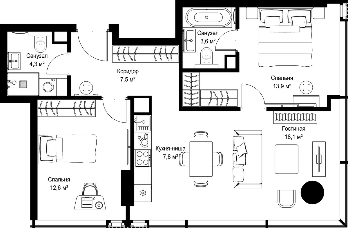 Планировка 67.8 м²