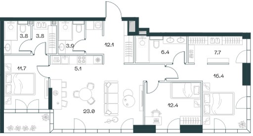 Планировка 109.6 м²