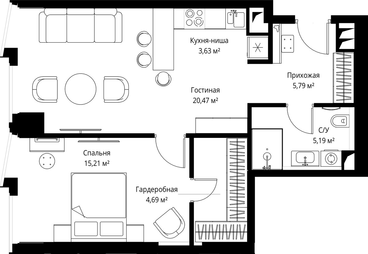 Планировка 55.2 м²
