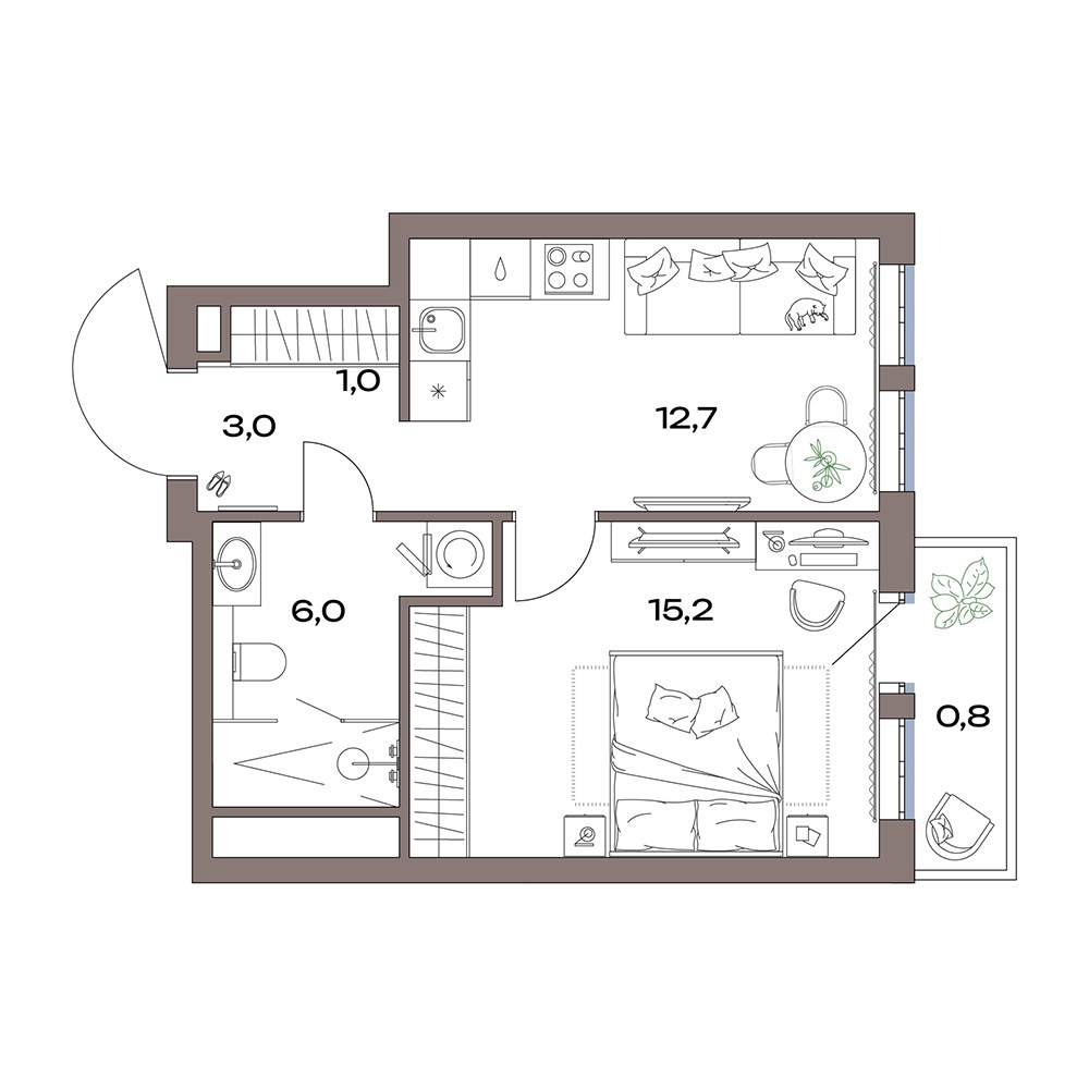 Планировка 42.3 м²