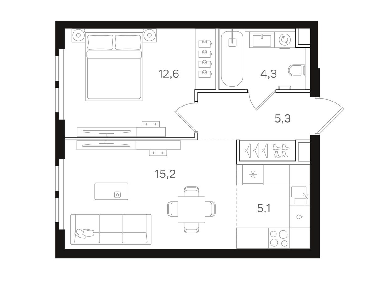 Планировка 42.5 м²