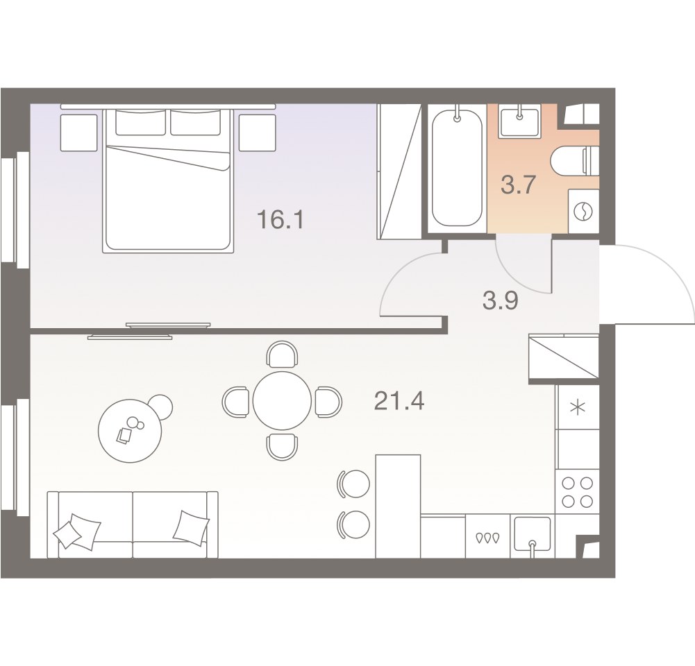 Планировка 45.3 м²