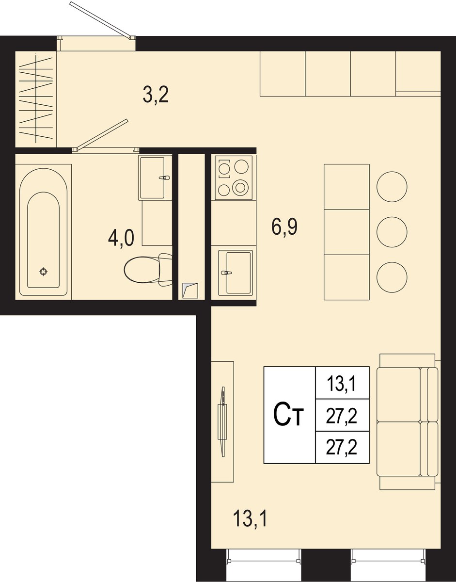 Планировка 27.2 м²