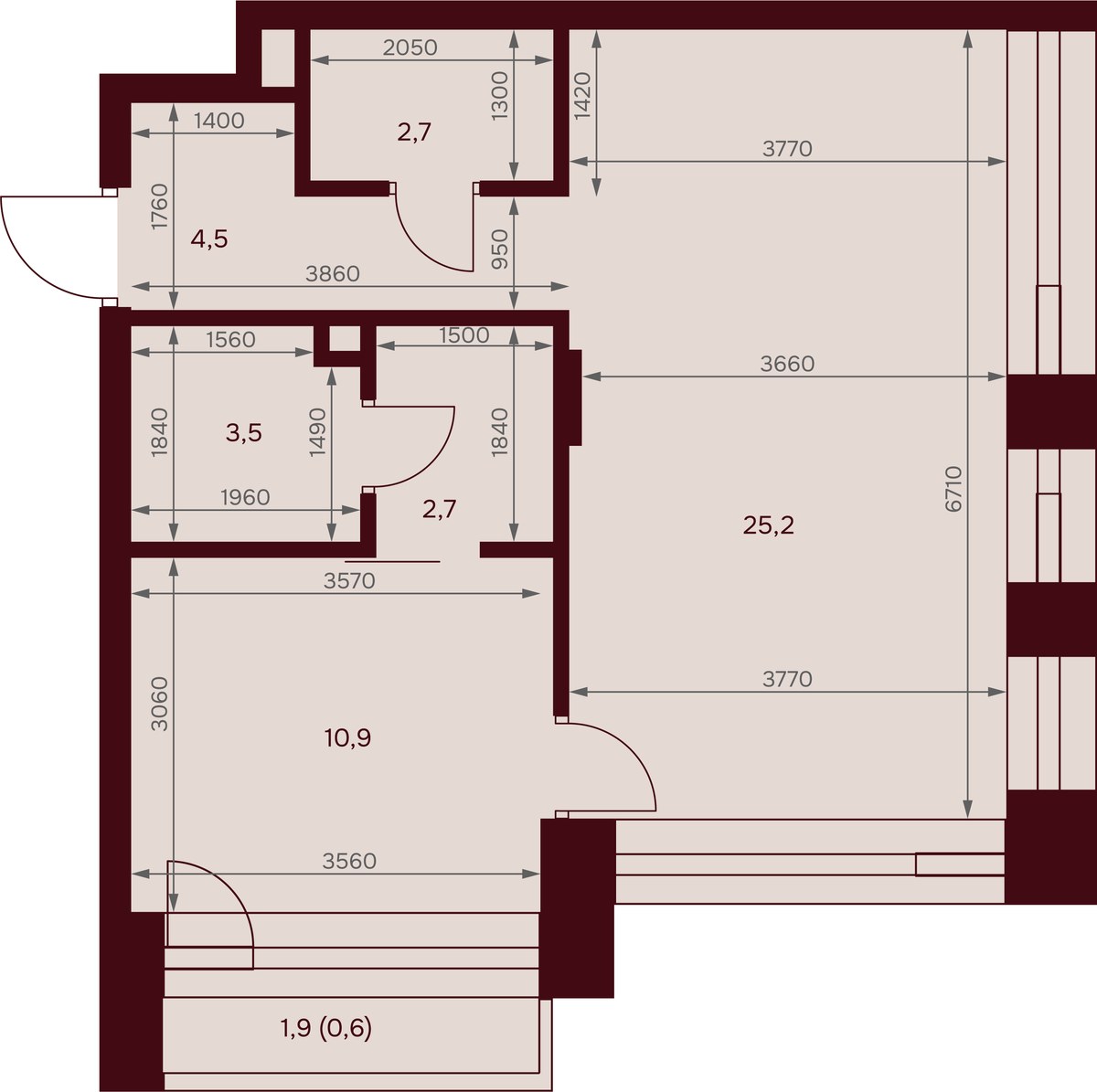 Планировка 49.6 м²