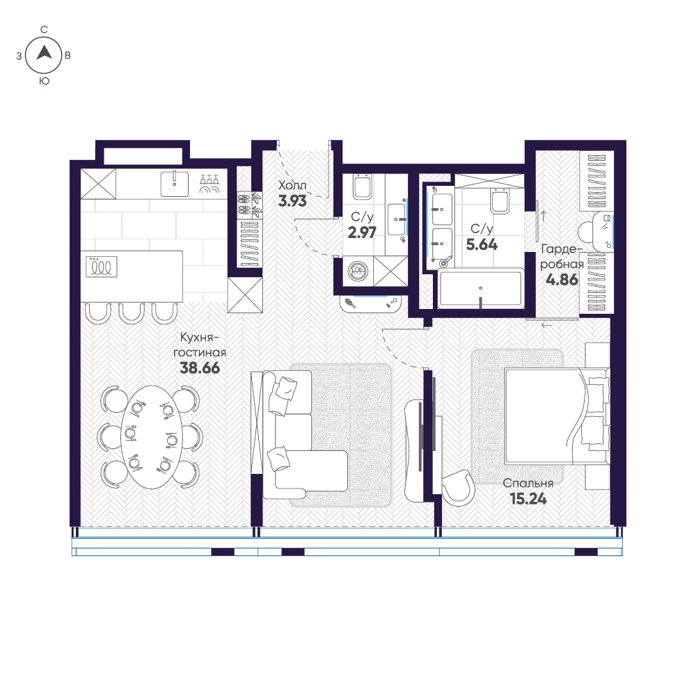 Планировка 71.3 м²